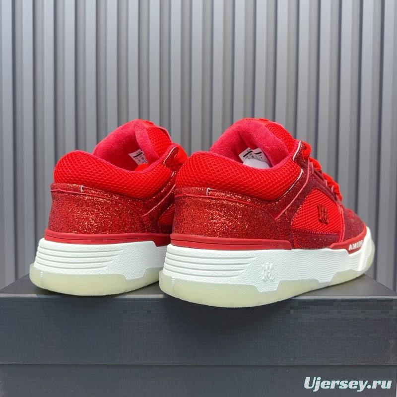2024 Unisex Amiri Red Mesh Suede Sneakers MJ00360