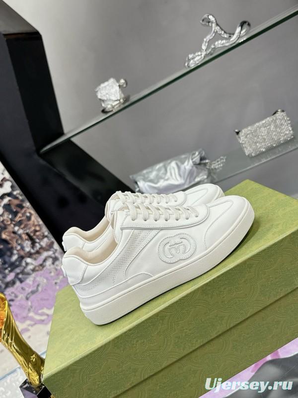 2024 Unisex Gucci White Leather Suede Sneakers MJ00310
