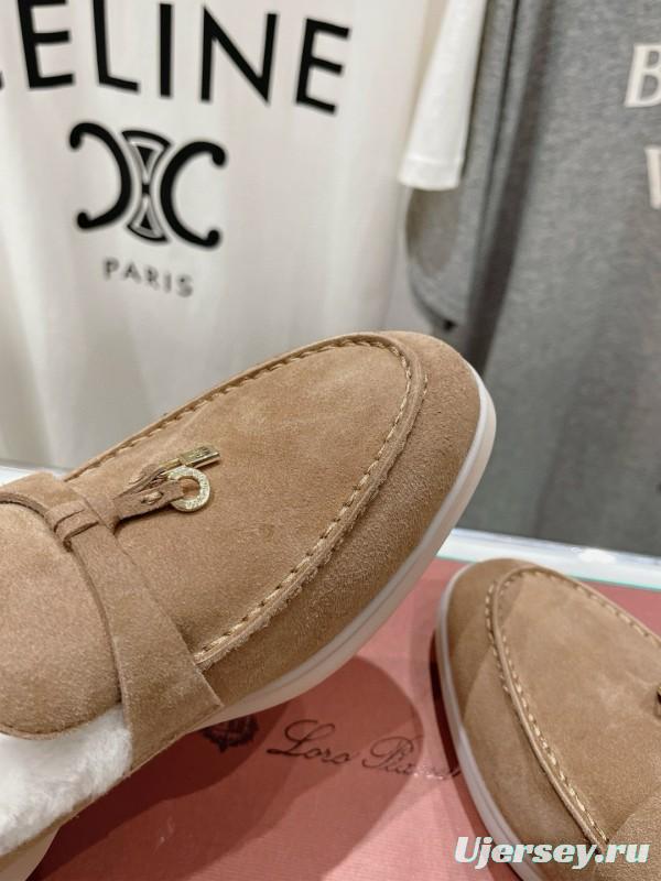 2024 Women LP Beige Suede Shearling Loafers