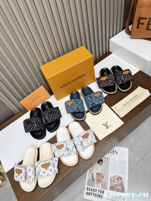 2025 Unisex Louis Vuitton Multicolor Leather Slippers KFY00230