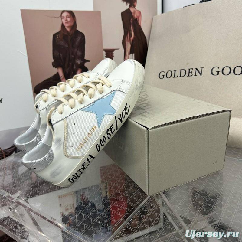 2025 Women GGDB White Light Blue Leather Suede Sneakers