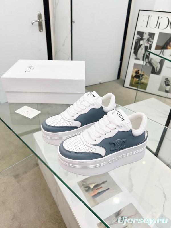 2025 Unisex CELINE White Grey Leather Sneakers