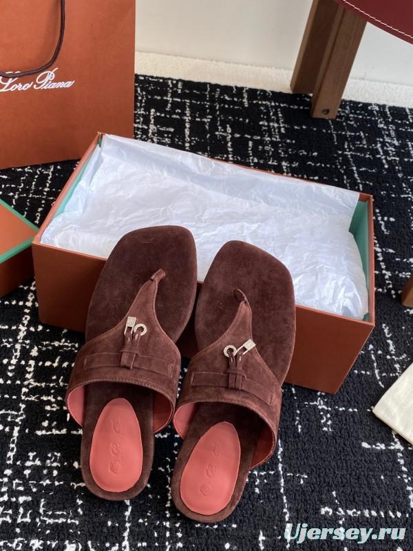 2025 Women Le Parmentier Brown Suede Slippers KFY00280