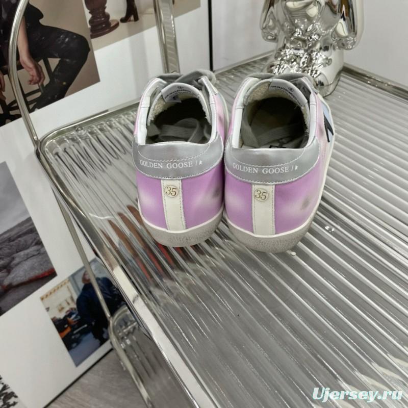 2025 Unisex GGDB White Pink Blue Leather Suede Sneakers