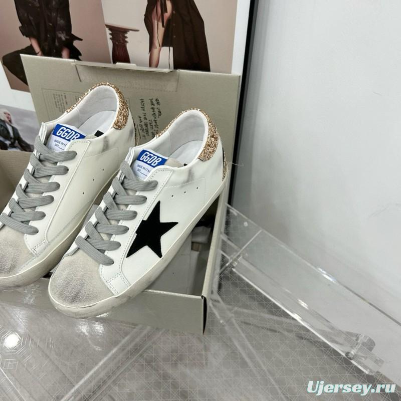 2025 Women GGDB White Black Glitter Leather Suede Sneakers