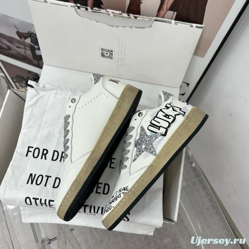 2024 Unisex GGDB White Black Glitter Leather Low-top Sneakers MJ00260