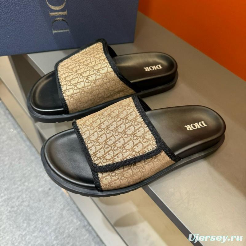 2024 Dior beige black canvas slippers MJ00180