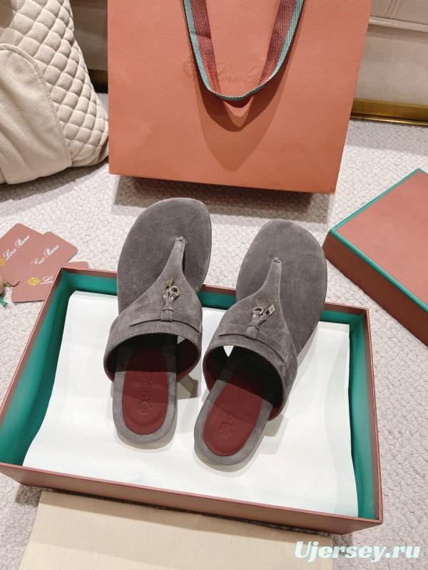 2025 LP Grey Suede Slippers LY00300