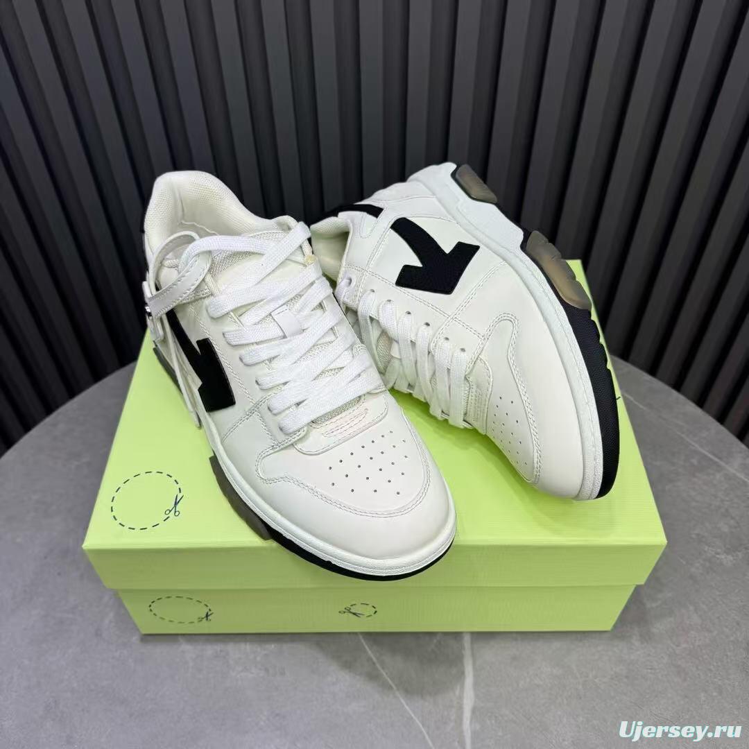 2025 Unisex Off-White White Black Leather Sneakers KFY00310