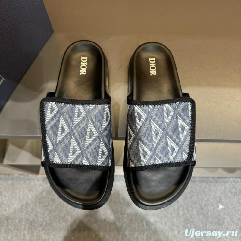 2024 Dior Black Gray Canvas Slippers MJ00180