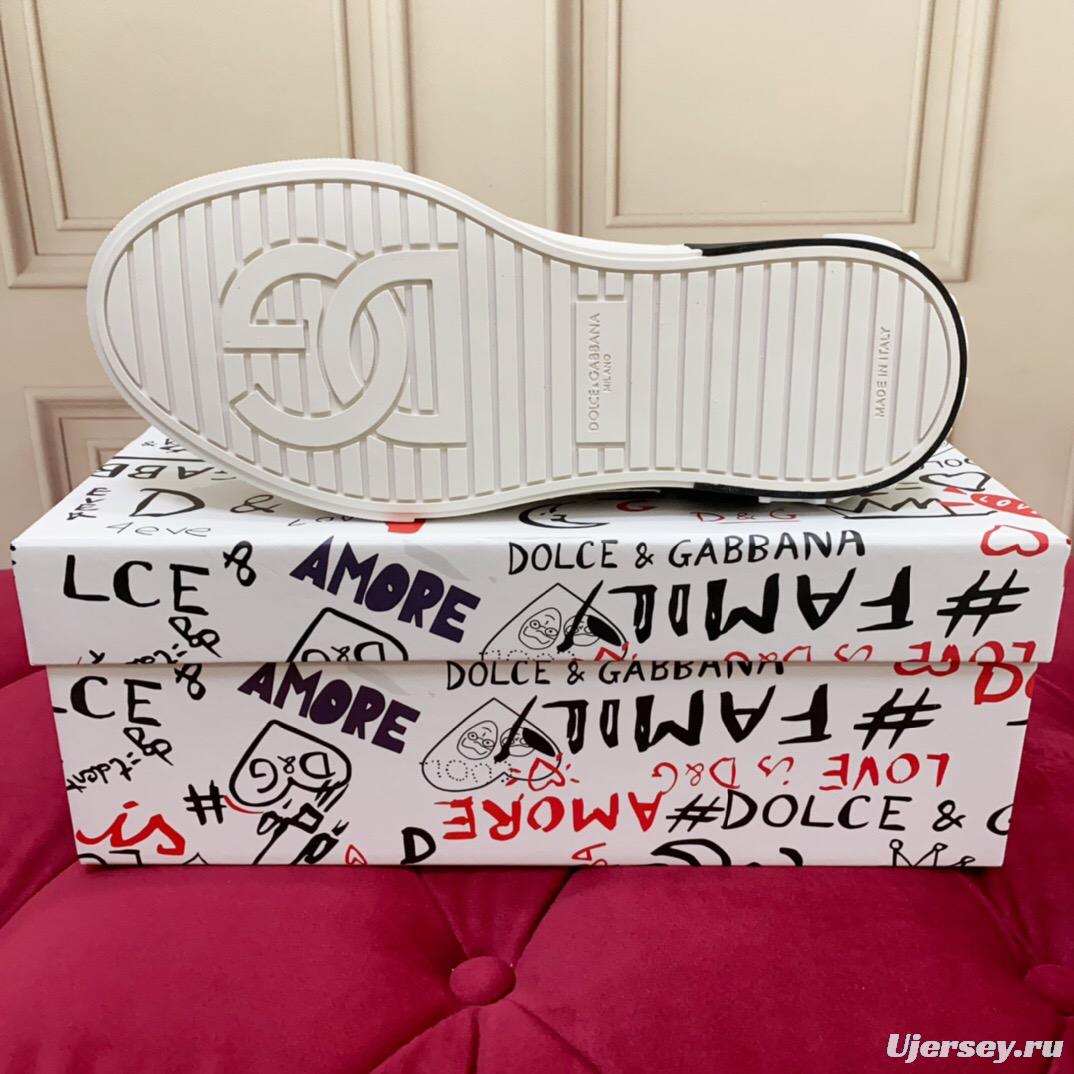 2025 Women Dolce & Gabbana White Leopard Print Leather Sneakers LY00300