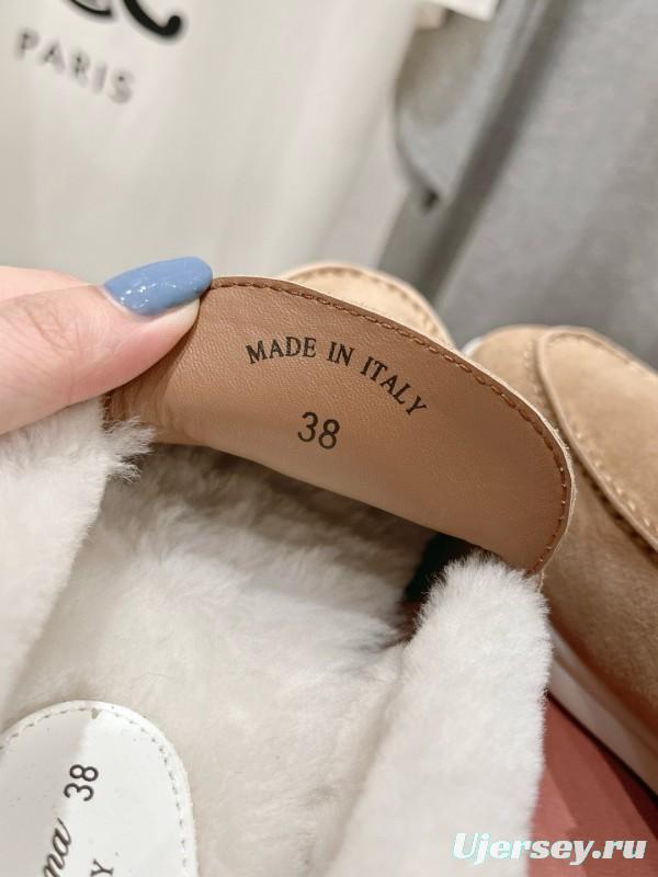 2024 Women LP Beige Suede Shearling Loafers