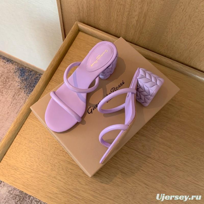 2025 Women Gianvito Rossi Purple Leather Slippers