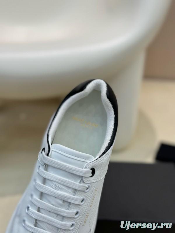 2024 Unisex Yves Saint Laurent white black leather sneakers