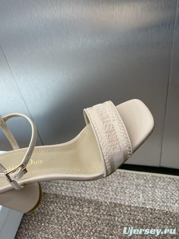 2025 Women Dior Beige Calfskin Heel Embroidery KFY00280