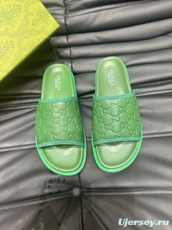 2024 Unisex Gucci Green Leather Mules MJ00200