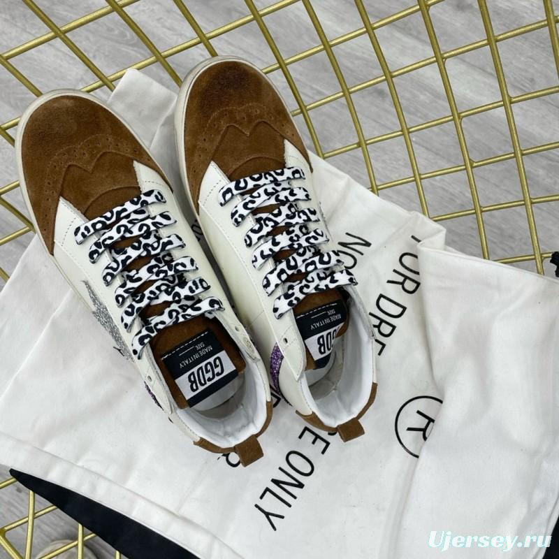 2024 Unisex GGDB white brown suede leather glitter star sneakers MJ00300