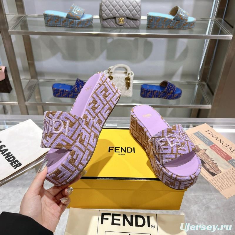 2025 Fendi Lavender Brown Canvas Slippers