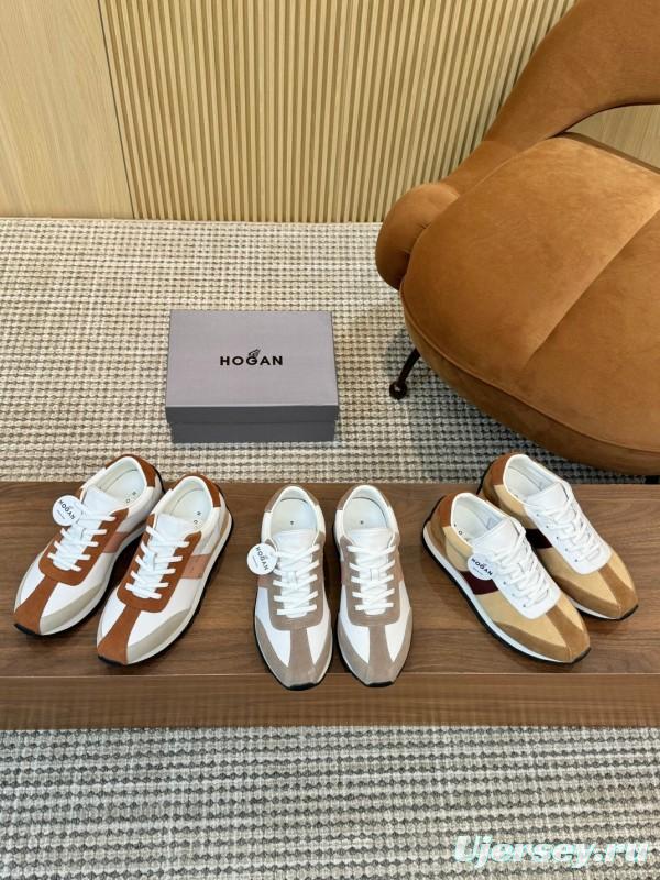 2025 Men HOGAN Beige White Burgundy Suede Leather Sneakers
