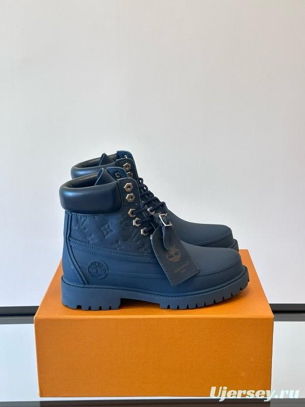 2024 Men Louis Vuitton Blue Leather Ankle Boots MJ00390
