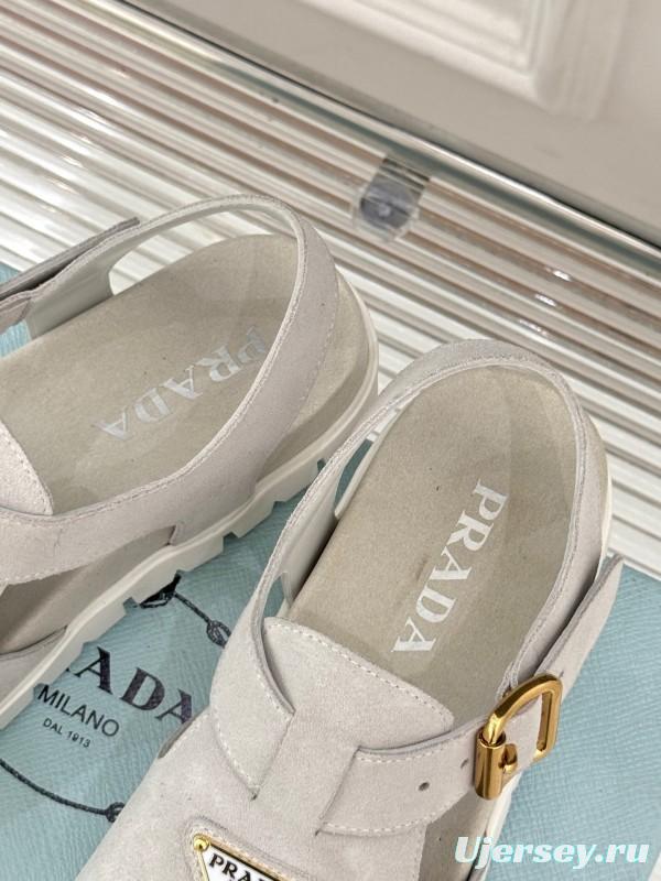 2025 Women Prada Grey Suede Casual Shoes