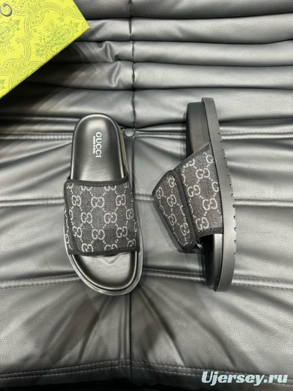 2024 Slippers Gucci Black Fabric Slippers MJ00200