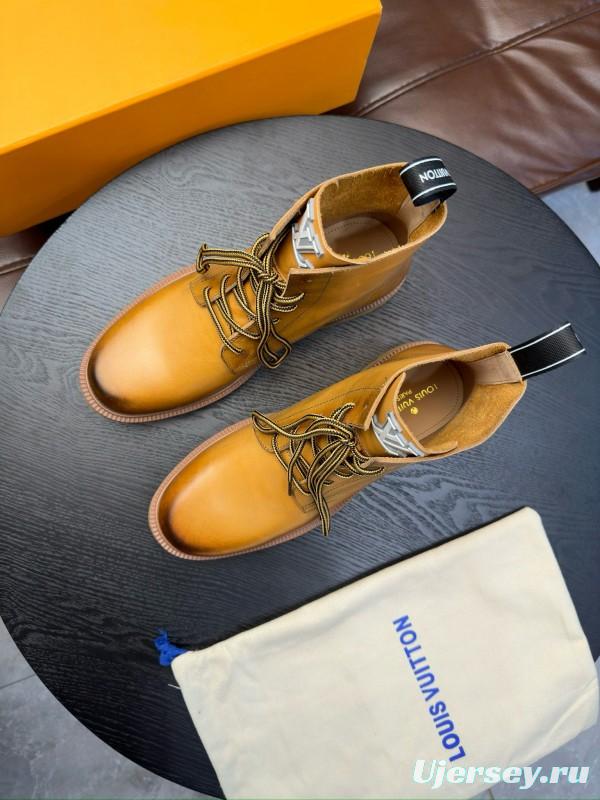 2024 Men Louis Vuitton Brown Leather Boots MJ00440