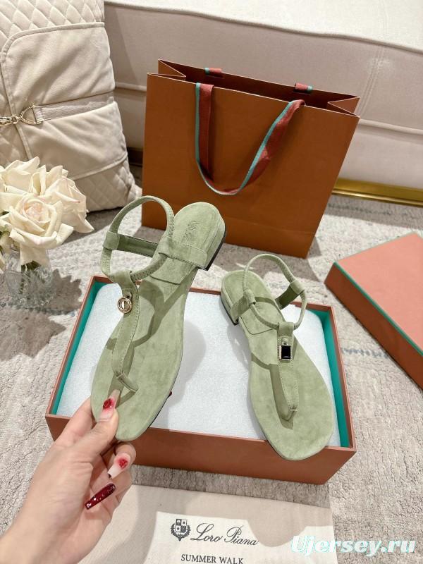 2025 Women LP Light Green Suede Sandals LY00360