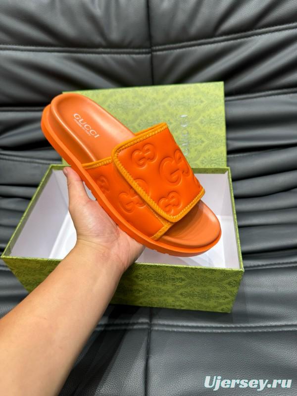 2024 GUCCI orange leather slippers MJ00200