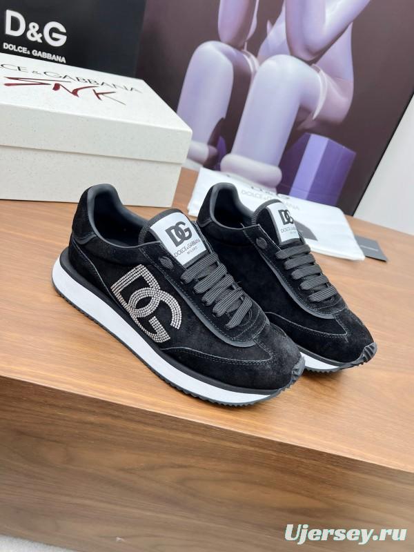 2025 Men Dolce & Gabbana Black Suede Sneakers LY00300