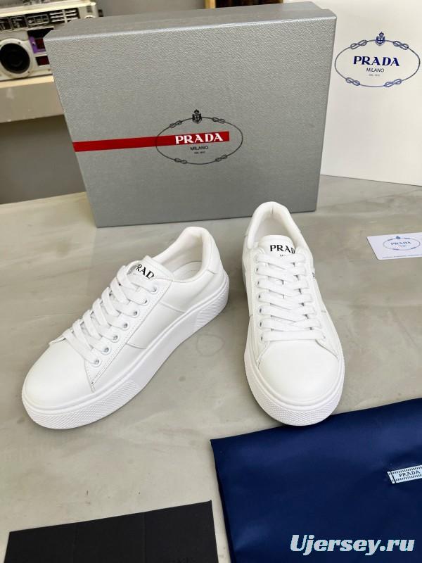 2024 Unisex Prada White Leather Sneakers MJ00310