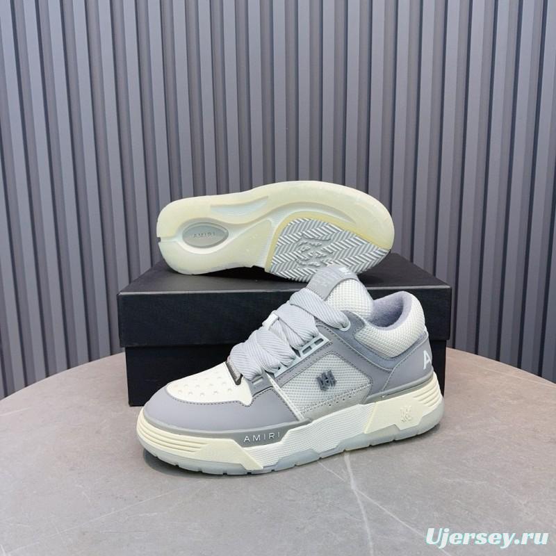 2024 Unisex Amiri Grey White Leather Suede Sneakers MJ00360