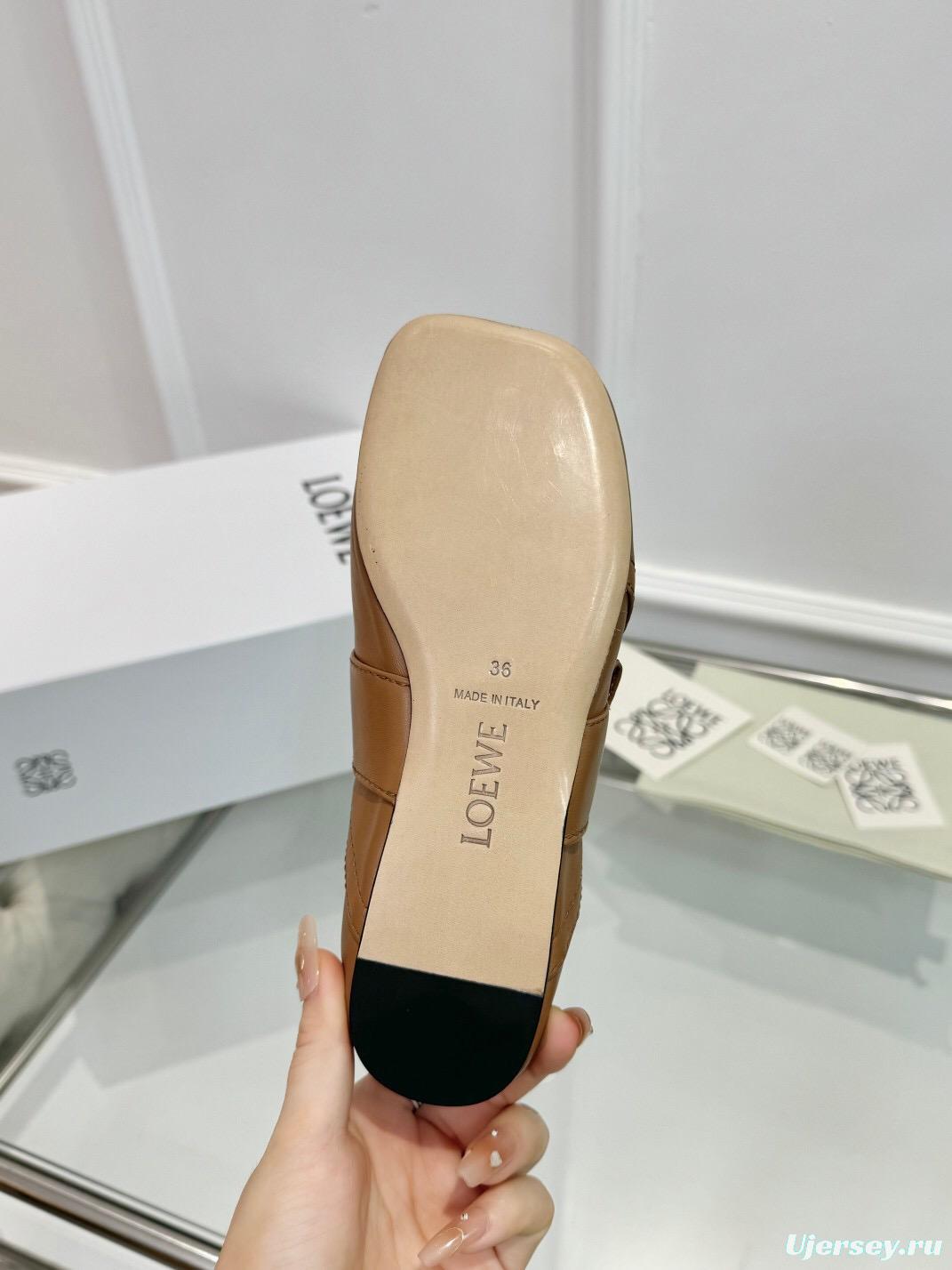 2025 Women Loewe Brown Leather Loafers LY00291