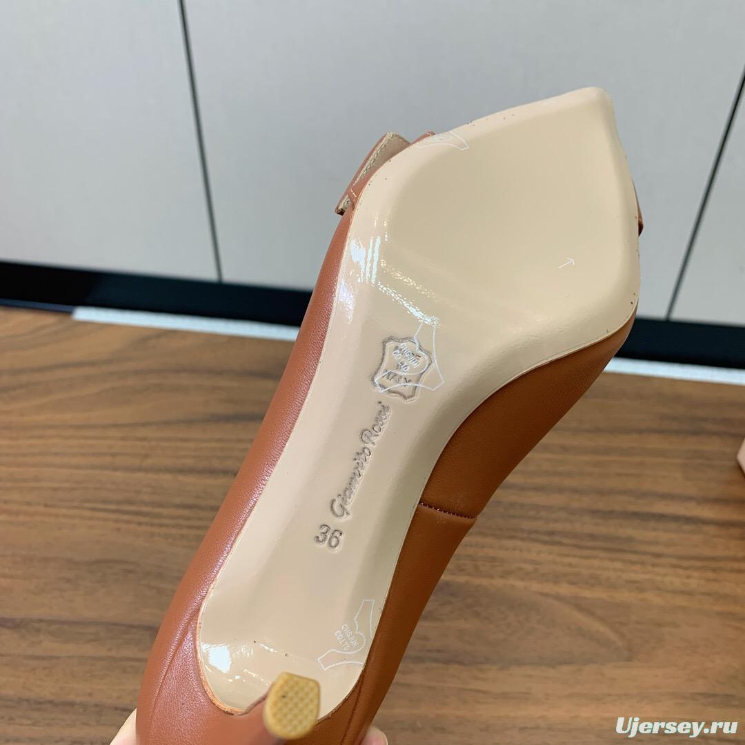 2025 Women Gianvito Rossi Brown Leather Heels KFY00300