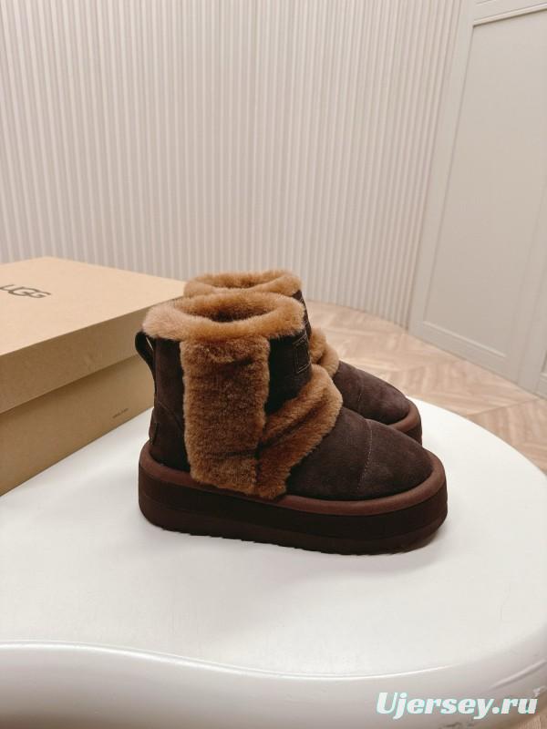 2024 Women UGG Brown Sheepskin Snow Boots MJ00320