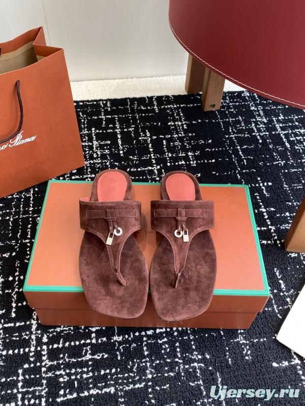 2025 Women Le Parmentier Brown Suede Slippers KFY00280