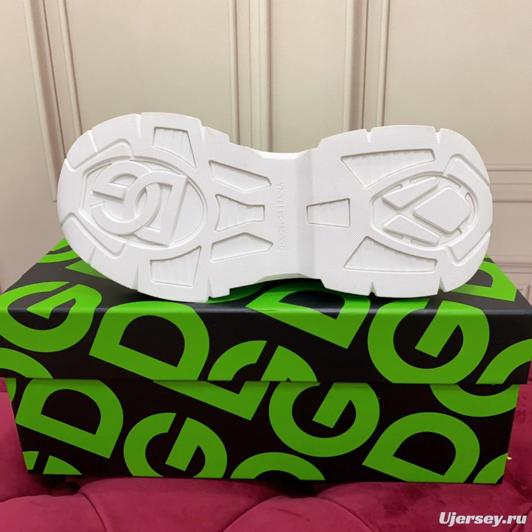 2025 Women Dolce & Gabbana White Mesh Leather Sneakers LY00340