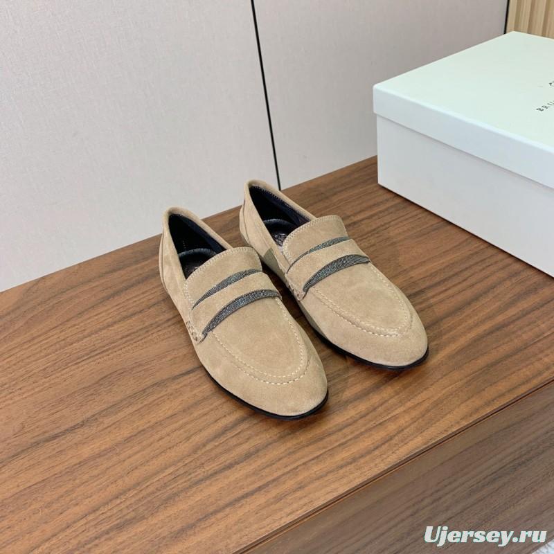 2025 Men Brunello Cucinelli Beige Suede Loafers Handmade Craftsmanship KFY00300(M)
