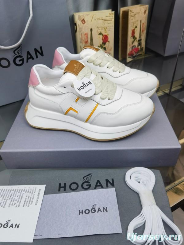 2025 Women HOGAN White Pink Leather Sneakers LY00360