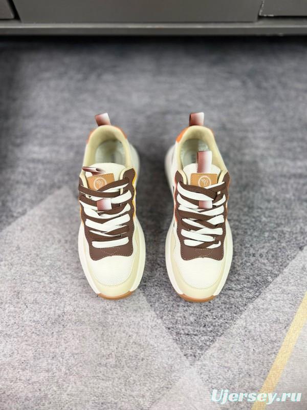 2024 Unisex Armani Beige Brown Pink Leather Mesh Casual Shoes MJ00230