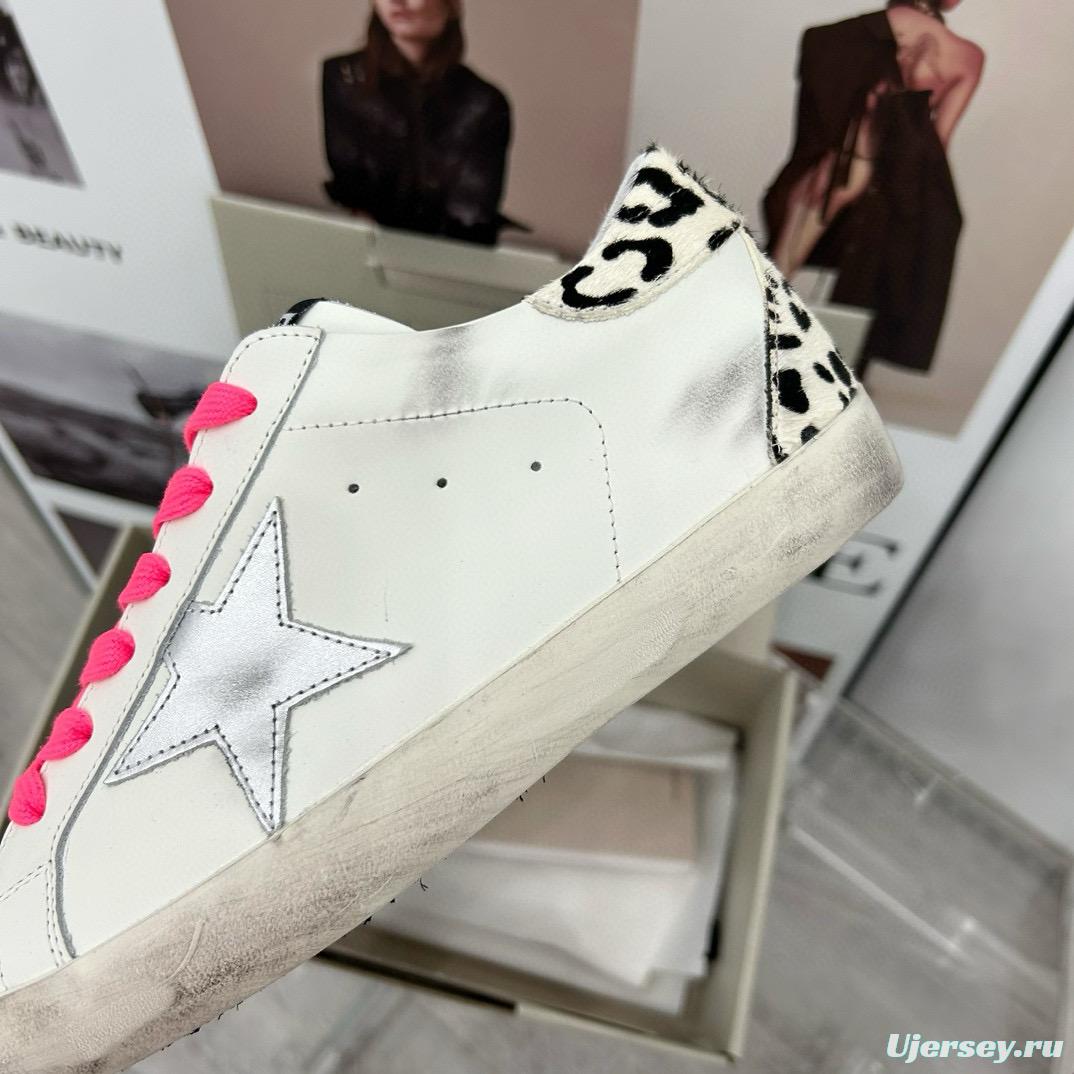 2025 Women GGDB White Pink Leather Sneakers