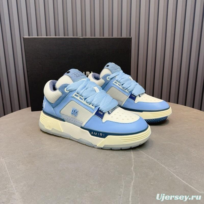 2024 Unisex Amiri Blue White Mesh Leather Sneakers MJ00360
