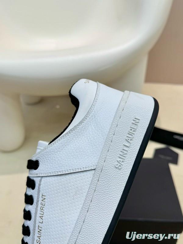 2024 Unisex Yves Saint Laurent White Black Leather Casual Shoes SL61 MJ00350