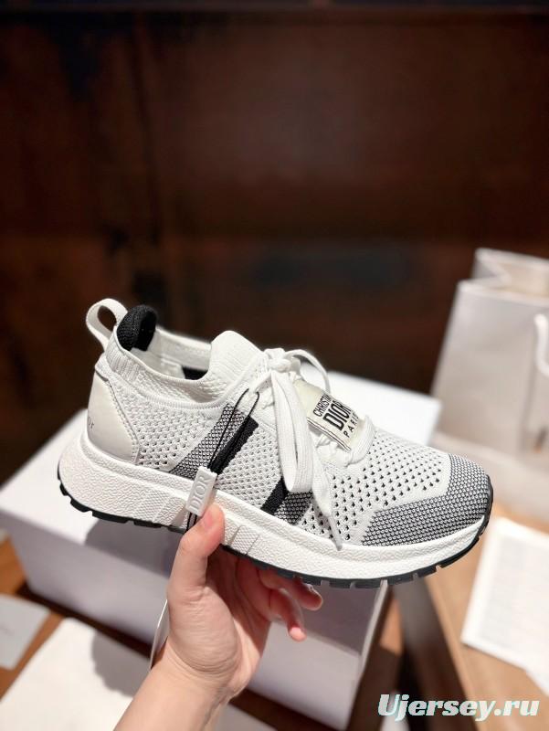 2025 Unisex Dior White Black Flyknit Sneakers LY00260