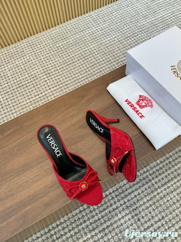 2025 Women VERSACE Red Leather Heels LY00250