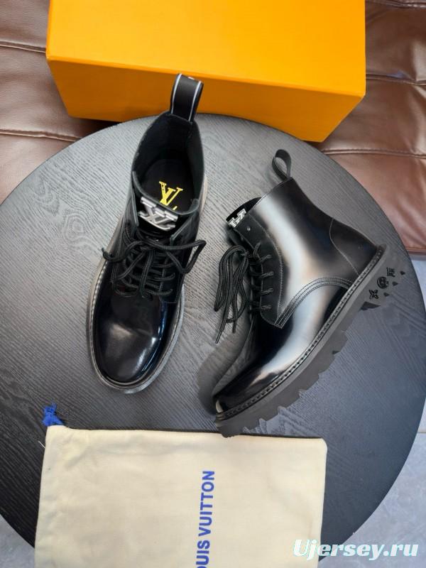 2024 Men Louis Vuitton Black Calf Leather High-top Casual Shoes MJ00440