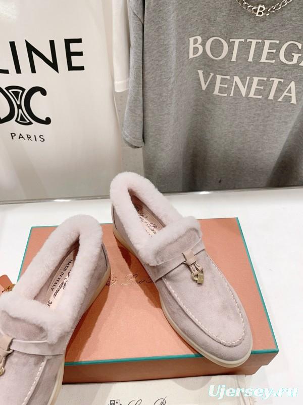 2024 Women LP Beige Suede Shearling Loafer MJ00300