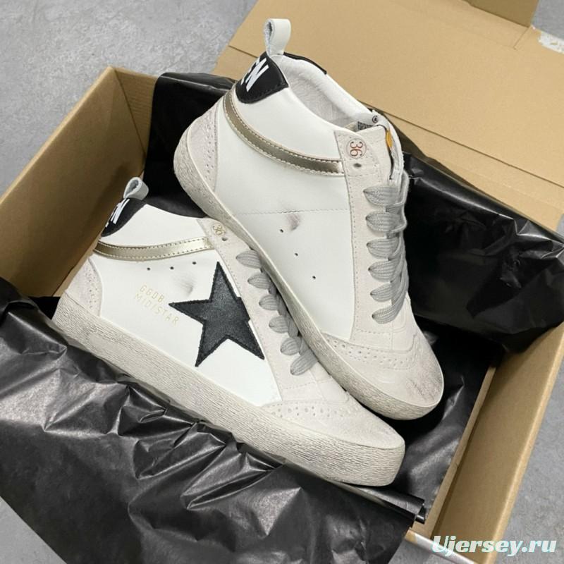 2024 Women GGDB White Black Leather Mid Star High Top Sneakers MJ00300
