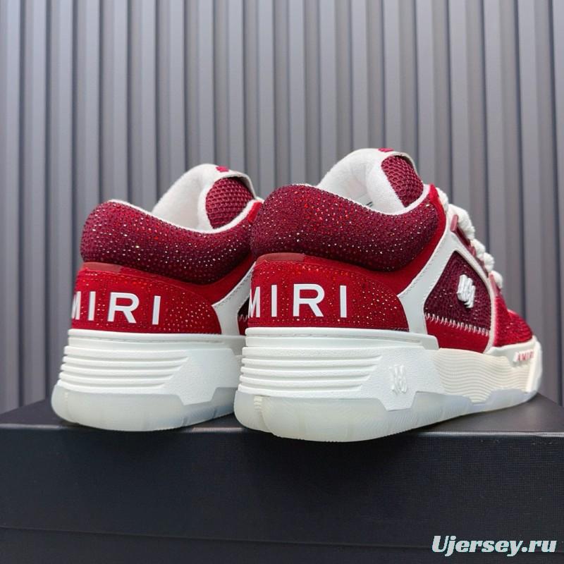 2024 Unisex Amiri Red White Leather Mesh Sneakers MJ00410