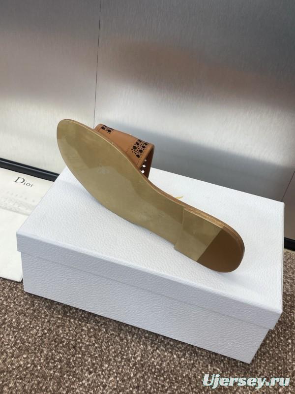 2025 Slippers Dior Brown Leather Casual KFY00300